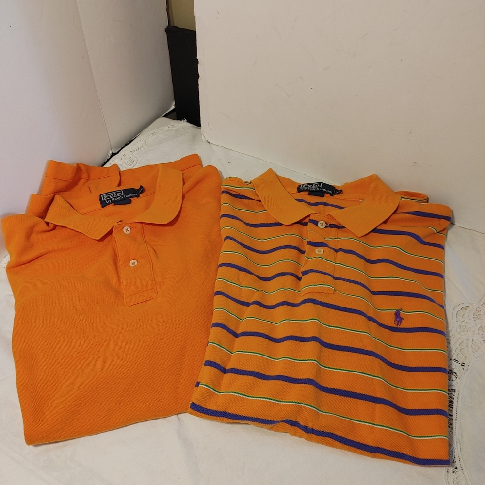 Polo Ralph Lauren 2 Shirts Size XL 1 Solid 1 Stripe Men's Short Sleeve